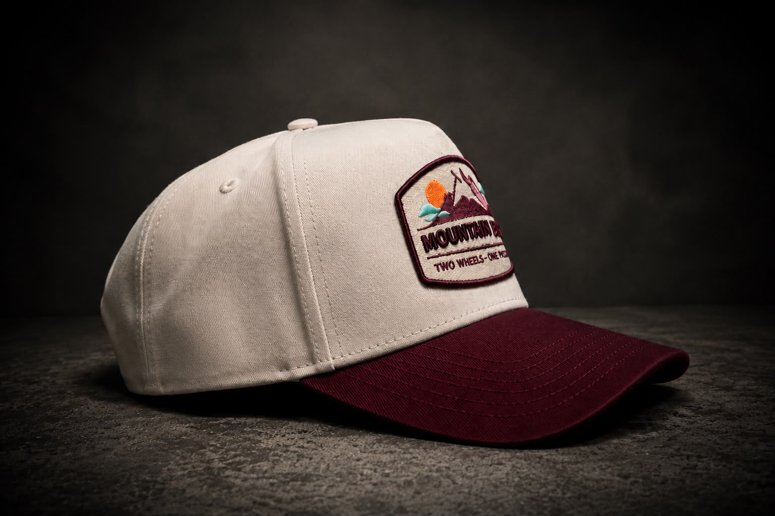 City Ride cream and burgundy Two Sweet One Passion cap